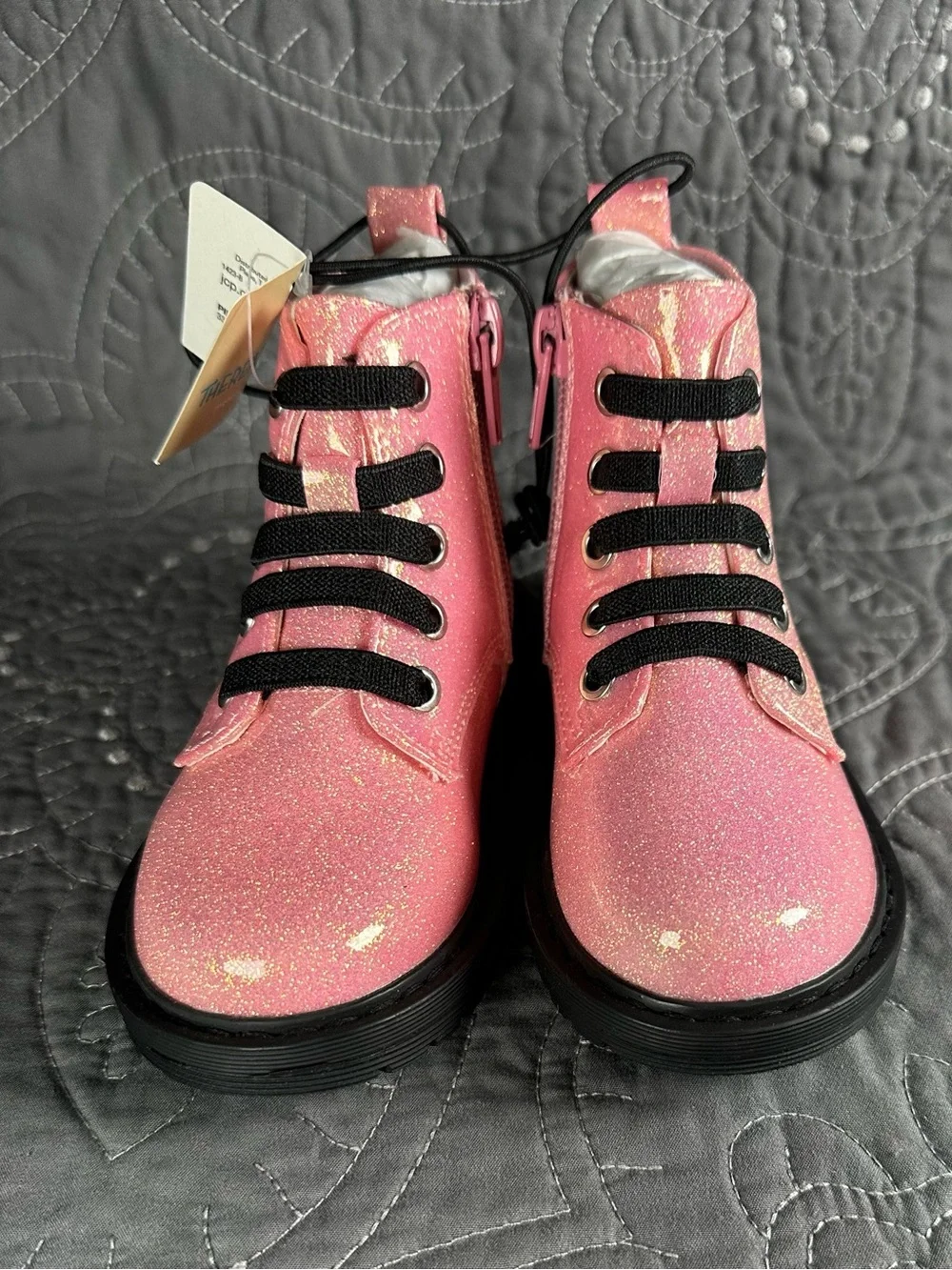 Thereabouts Toddler Girls Lil Reese Glittery Pink Combat Boots NWT Size 7